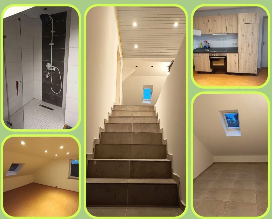 Innenausbau Nachher – Dusche, Treppe, Küche und Zimmer nach der Renovierung